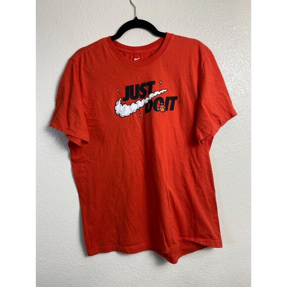 Nike Mens Red "Just Do It" Graphic T-Shirt Size Large Orange Casual Short Sleeve - Picture 1 of 10